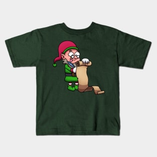 Christmas Elf Checking Christmas List Kids T-Shirt